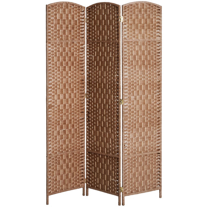 6ft Folding Room Divider, 3 Panel Wall Partition with Wooden Frame for Bedroom, Home Office, Natural