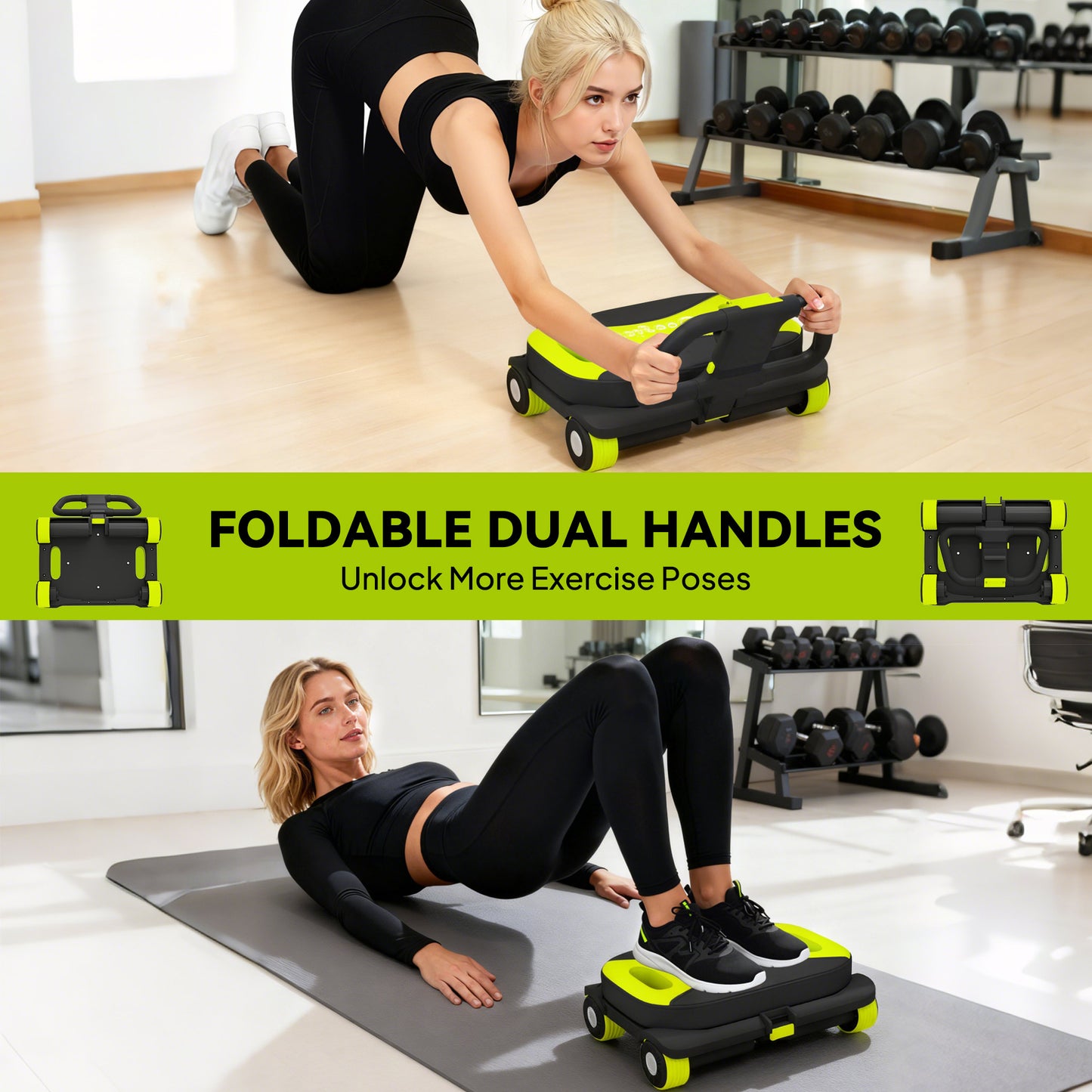 Soozier Ab Wheel Roller, Automatic Rebound Abdominal Wheel, Core Training Equipment with Phone Holder and Foldable Handl