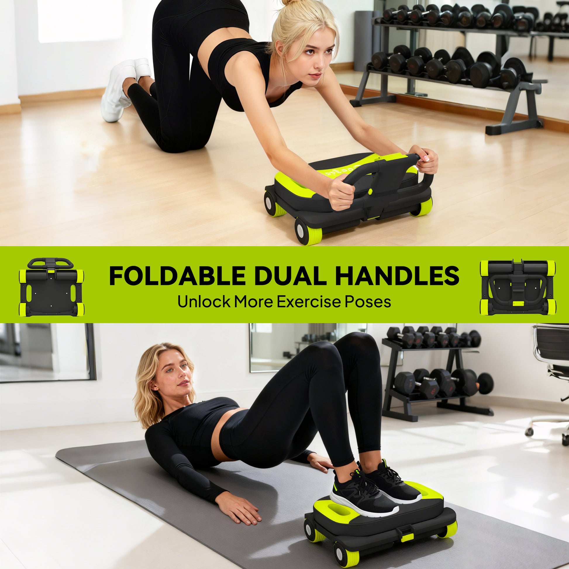 Soozier Ab Wheel Roller, Automatic Rebound Abdominal Wheel, Core Training Equipment with Phone Holder and Foldable Handl