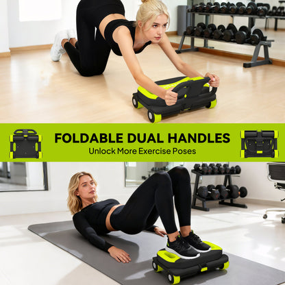 Soozier Ab Wheel Roller, Automatic Rebound Abdominal Wheel, Core Training Equipment with Phone Holder and Foldable Handl