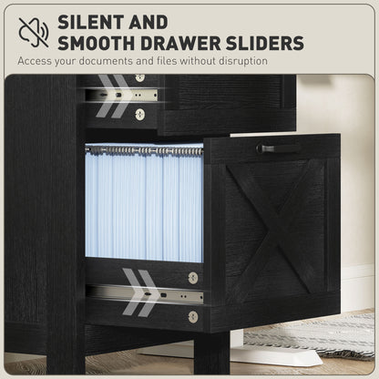 Vertical Filing Cabinet with 2 Drawers, Rustic Farmhouse Office Storage Cabinet for A4, Letter Size, Distressed Black