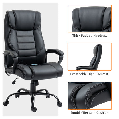 Massage Office Chair, High Back Executive Office Chair with 6-Point Vibration, Timer, Adjustable Height, Swivel Seat and