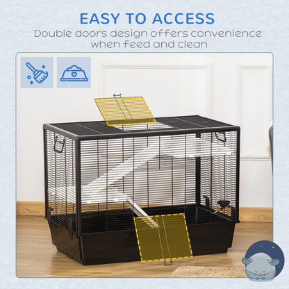 3-tier Hamster Cage, Guinea Pig Cage, Pet Chinchillas Play House Indoor with Accessories Food Dish Water Bottle, Ramps, 