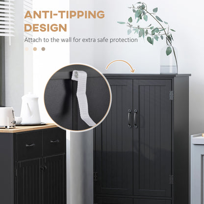 48 in 4-Door Kitchen Pantry Cabinet with Adjustable Shelves - Black - Image 6