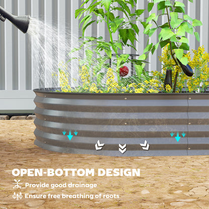 7' x 3' x 1' Large Outdoor Planter Box, Galvanized Raised Garden Bed with Metal Plant Stake, Dark Grey