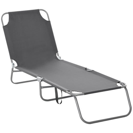 Folding Outdoor Lounge Chair, Portable Reclining Beach Lounger with Breathable Mesh Fabric, Sun Lounge Bed Camping Cot f