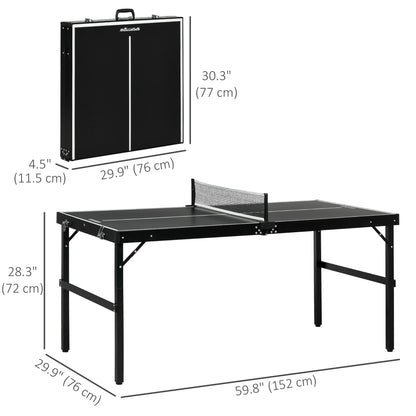 Soozier Mini Folding Table Tennis Table with Aluminium Frame, Portable Outdoor Ping Pong Table with Net for Indoor Outdo