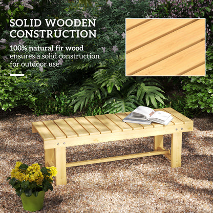 43" Wood Outdoor Bench, 2 Person Patio Bench, Backless Outdoor Patio Loveseat with Slatted Seat for Park, Backyard, Lawn
