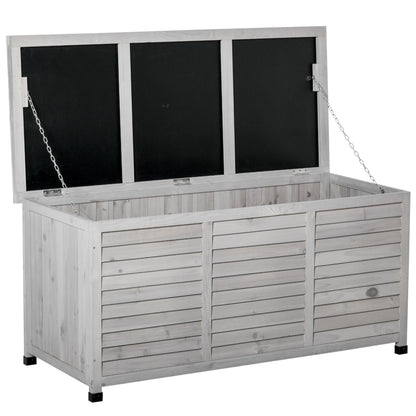 75 Gallon Wooden Storage Box patio Deck Box Bench, Garden Backyard Outdoor Storage Container with Aerating Gap & Weather
