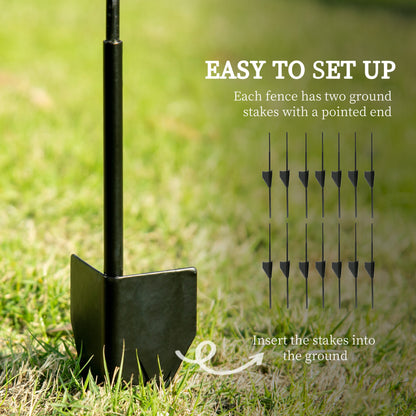 7 Pack Garden Fencing for Yard, Decorative Fence Panels as Animal Barrier and Flower Edging, Black