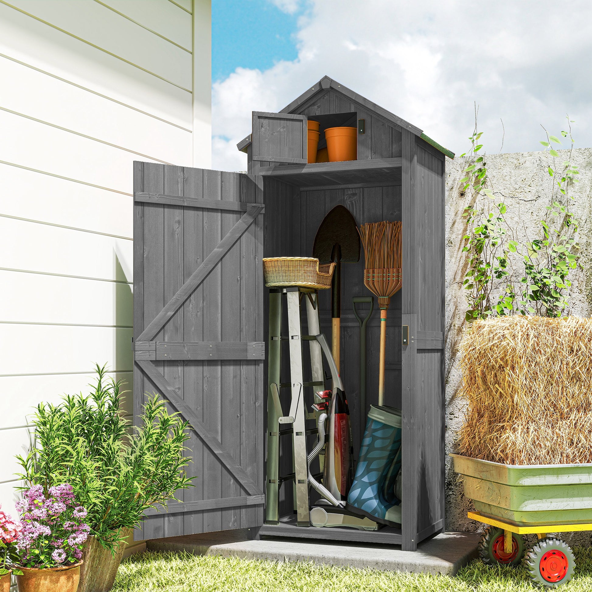 30" x 21" x 71" Garden Storage Shed, Sheds & Outdoor Storage Outdoor Workshop Yard Tool Utility Storage House Water-resi
