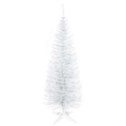 5FT Artificial Christmas Tree, Pencil Christmas Tree with Realistic Branches, Stable Stand, White