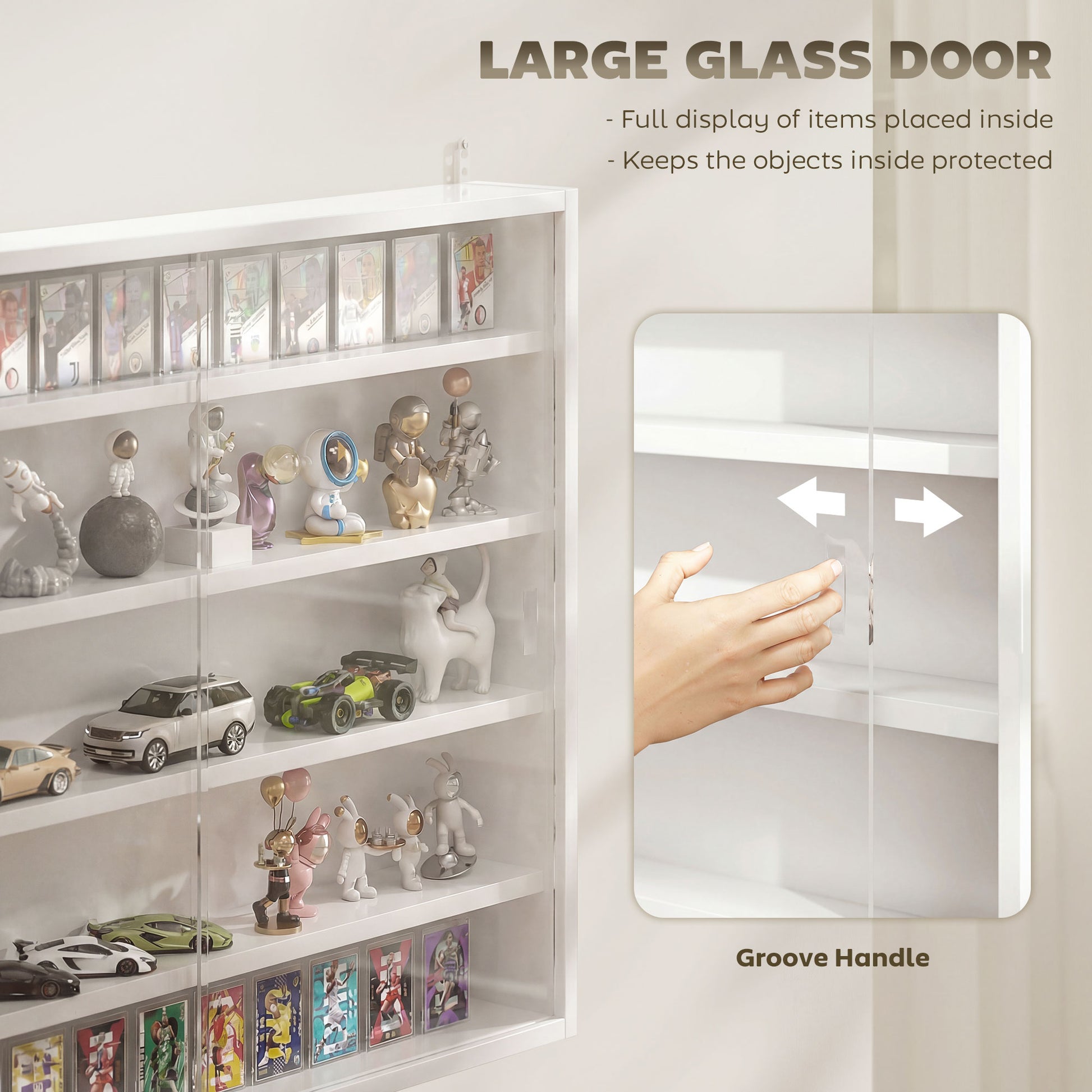 5-storey Display Cabinet, Shot Glass Display Case, Glass Curio Cabinet with 2 Glass Doors and 4 Adjustable Shelves, Whit