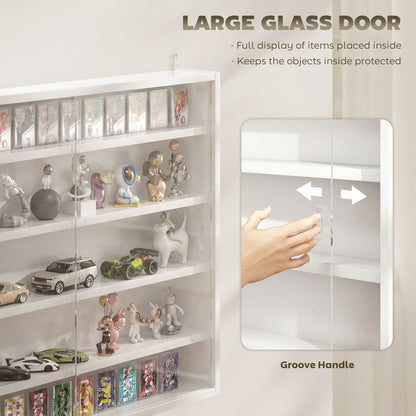 5-storey Display Cabinet, Shot Glass Display Case, Glass Curio Cabinet with 2 Glass Doors and 4 Adjustable Shelves, Whit