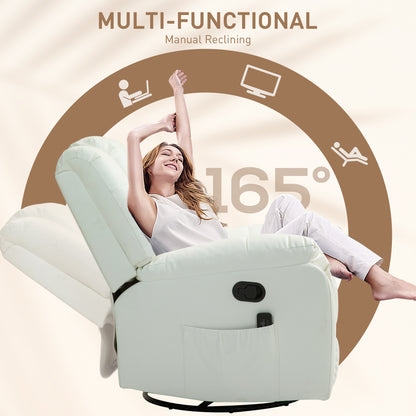 8-Point Vibration Massage Recliner Chair with Comfor Padding, Remote Control, Side Pockets, Swivel Nursery Rocking Chair