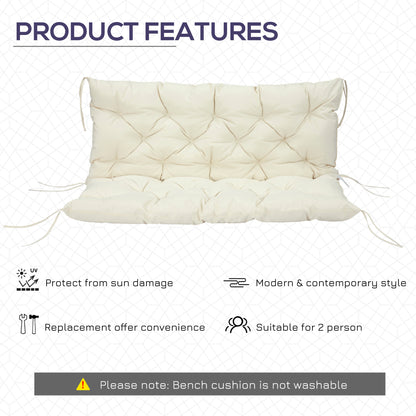 2 Seater Garden Bench Cushion, Soft Thick Outdoor Non-Slip 2 Seater Soft Pad With Backrest for Garden Patio, 52" x 43" x