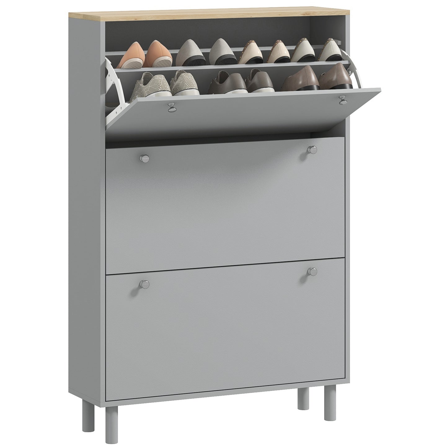 Entryway Shoe Storage Small Modern Flip-Flop Shoe Cabinet with 3 Flip Drawers Adjustable Shelves for 24 Pairs of Shoes, 