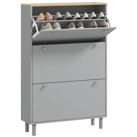Entryway Shoe Storage Small Modern Flip-Flop Shoe Cabinet with 3 Flip Drawers Adjustable Shelves for 24 Pairs of Shoes, 