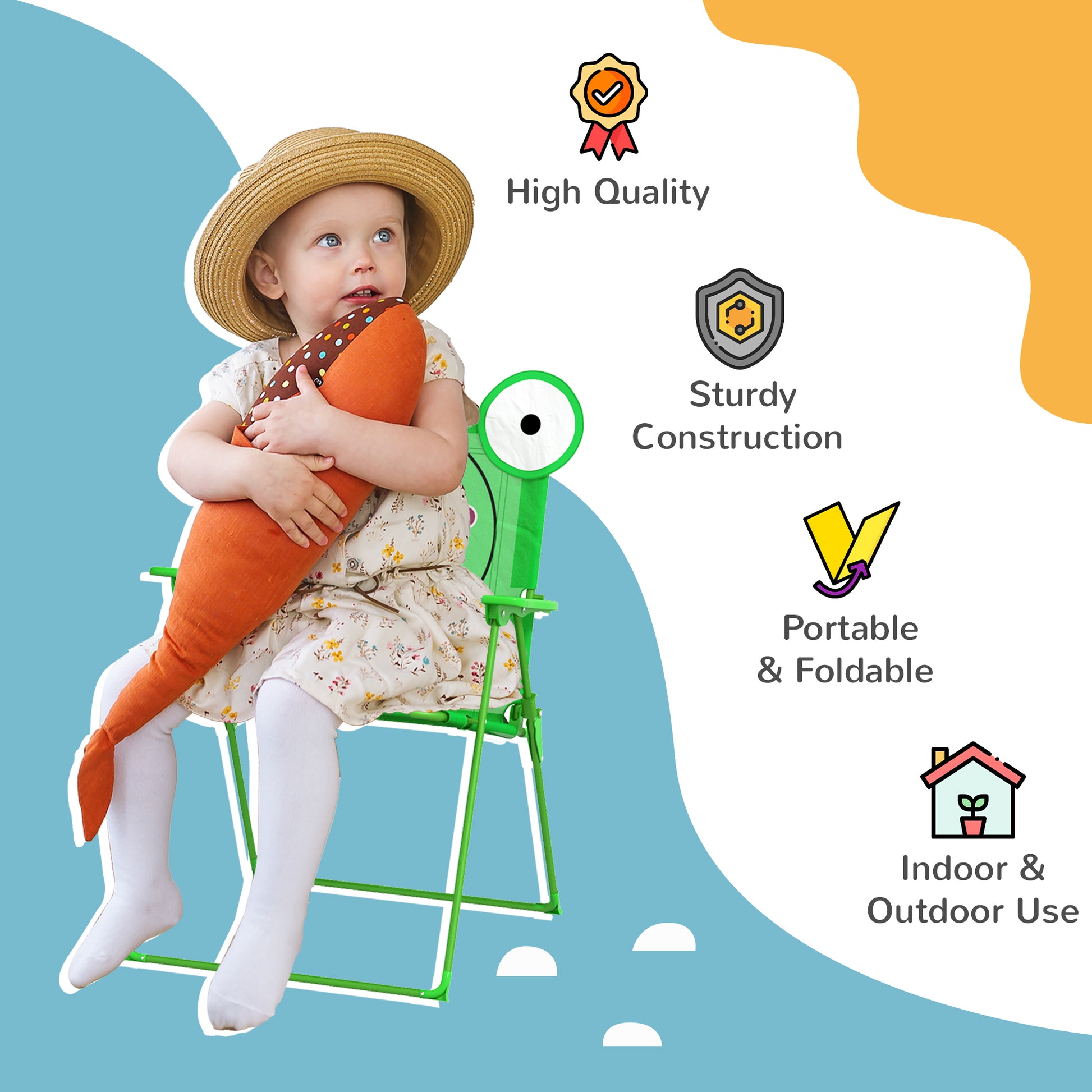 Kids Folding Picnic Table and Chair Set Pattern Outdoor Garden Patio Backyard with Removable & Height Adjustable Sun Umb