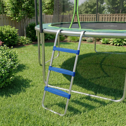 Soozier Trampoline Ladder, 3-Steps with Horizontal Wide Steps, Universal Hook, Galvanized Steel Frame, 330LBS Load Capac