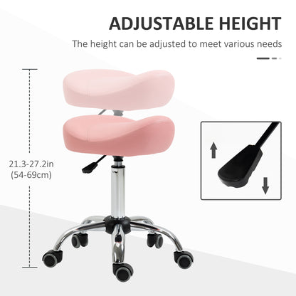 Ergonomic Saddle Stool with Wheels, Adjustable PU Leather Saddle Chair, 360° Swivel, NO Back Pain, Healthy Posture, Salo