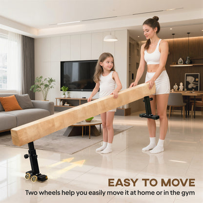 Soozier 7.5ft Adjustable Balance Beam, Gymnastics Beam with Wheels, Gymnastics Equipment for 6+ Years Old Training, Prac