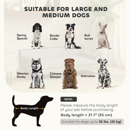 Elevated Dog Sofa Bed, Cat Couch with Cushion, Washable Cover, Wooden Legs, for Medium & Large Dogs, Light Grey