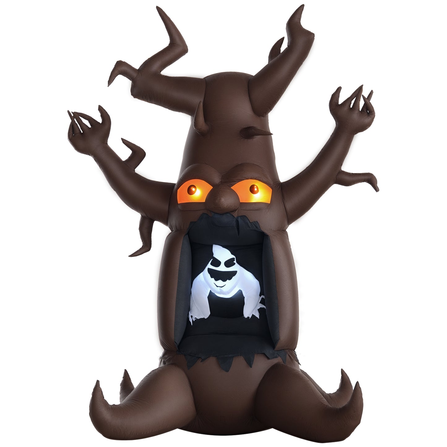 Inflatable Halloween Decoration Haunted Tree with White Ghost, Blow-Up Outdoor LED Display for Lawn, Garden, Party