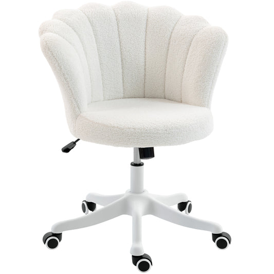 Office Chair, Armless Swivel Desk Chair with Adjustable Height, Backrest, Tilt Function for Office, Vanity, Cream White