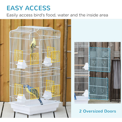 36" Bird Cage, Macaw Play House, Cockatoo, Parrot, Finch Flight Cage, 2 Doors, Perch 4 Feeder Pet Supplies, White