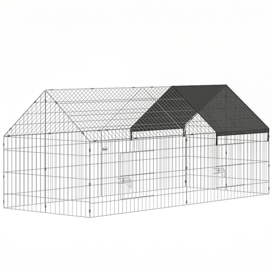 Metal Chicken Coop with UV-Resistant Cover for Hens, Rabbits, Ducks, Geese, 71" x 29.5" x 29.5", Black