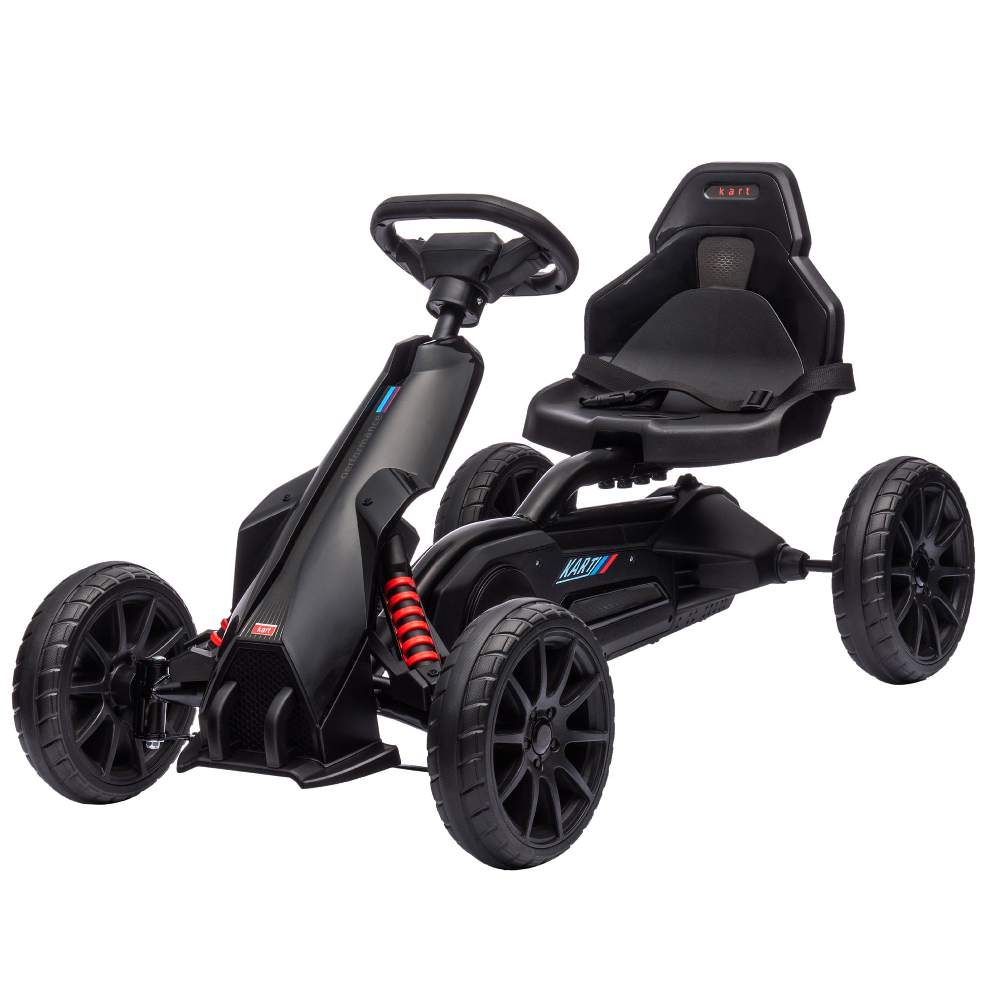 VarietyKart Pedal Go Kart with Adjustable Seat, Forward, Backward, Handbrake, Shock Absorption for 3-8 Years, Black