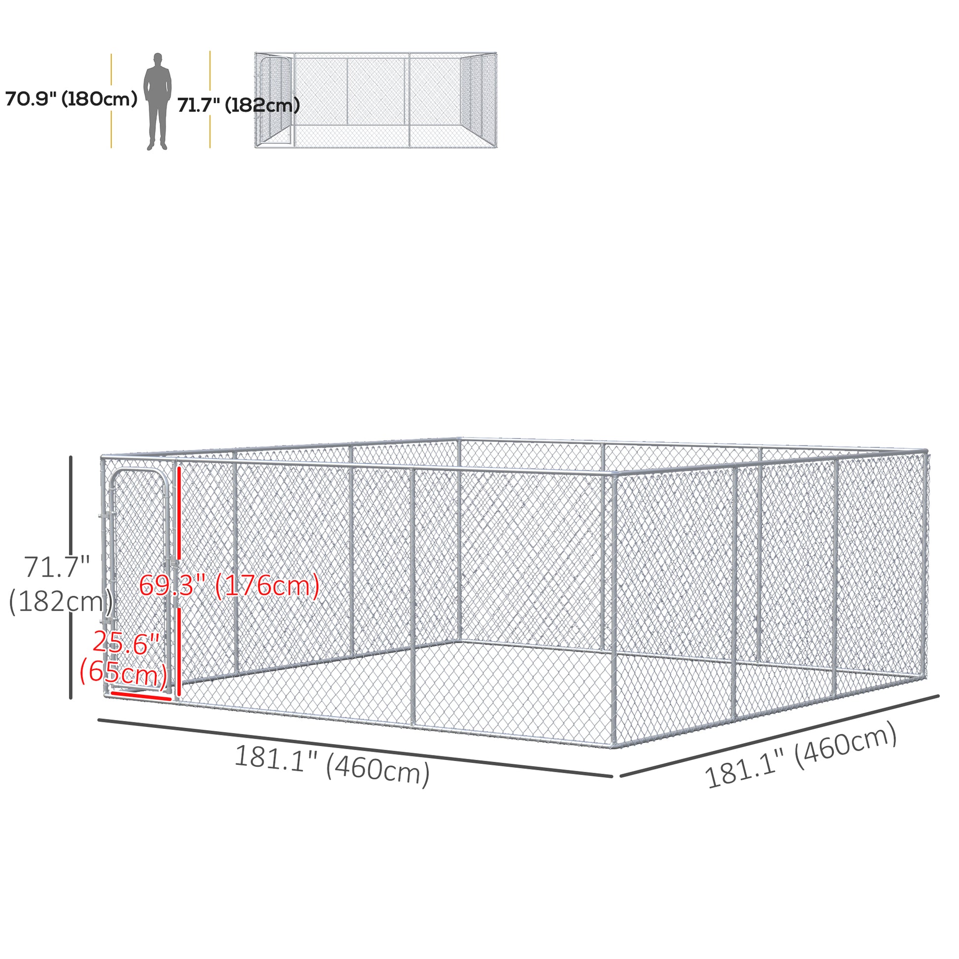 227.7 Sq. Ft. Dog Playpen Outdoor with Galvanized Steel Frame, for Small and Medium Dogs, 15.1' x 15.1' x 6'