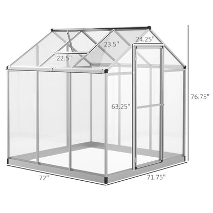 6' x 6' x 6.4' Walk-in Garden Greenhouse Polycarbonate Panels Plants Flower Growth Shed Cold Frame Outdoor Portable Warm