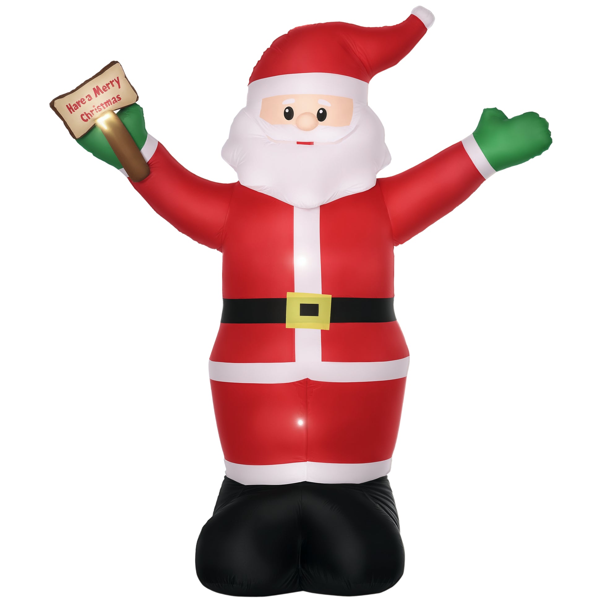 8ft Inflatable Christmas Santa Claus Holds Light Sign of Blessings, Blow-Up Outdoor LED Yard Display for Lawn Garden Par
