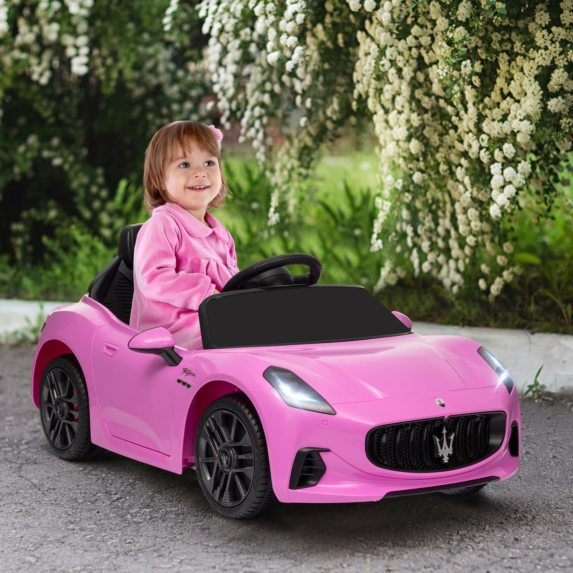 Qaba 12V Maserati Gran Turismo Licensed Kids Electric Car w/ Remote Control, Soft Start, LED Lights, Music, Horn, MP3, P