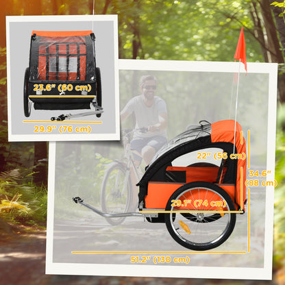 VarietyKart 2-Seat Child Bike Trailer for Kids with a Strong Steel Frame, 5-Point Safety Harnesses, & Comfortable Seat, 
