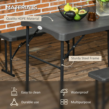 Folding Picnic Table with 2 Benches, 3-Piece Portable Outdoor Picnic Table Bench Set for 4, Patio Dining Table Set with 