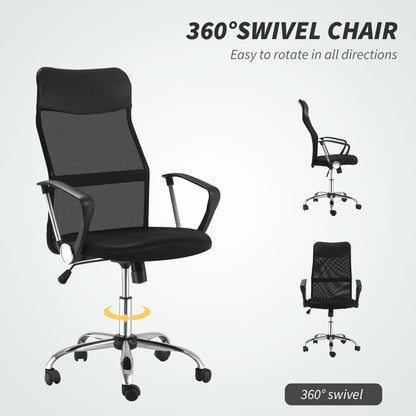 Ergonomic Mesh Office Chair, High Back Computer Desk Chair with Adjustable Height, Tilt Function, Armrest, 360° Swivel O
