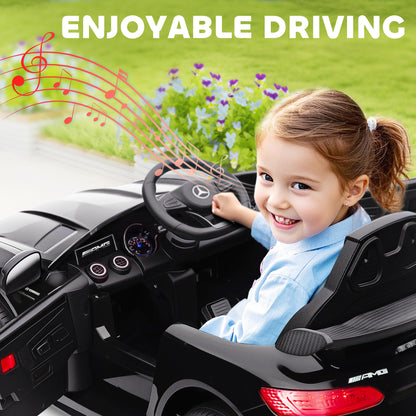 Qaba Mercedes-Benz AMG GTR Licensed 12V Battery Powered Kids Electric Car w/ Remote, Soft Start, Lights, Music Horn, Bla