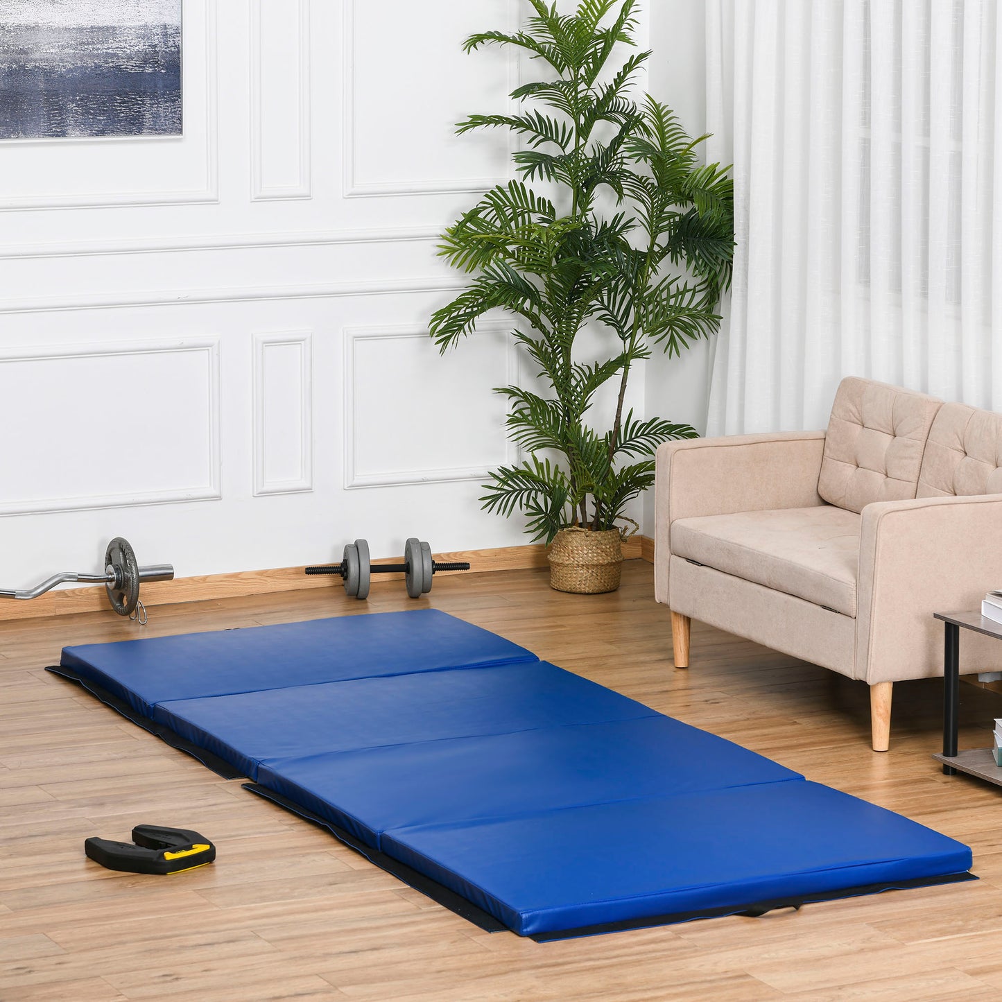 Soozier 4'x10'x2'' Folding Gymnastics Tumbling Mat, Exercise Mat with Carrying Handles for Yoga, MMA, Martial Arts, Dark