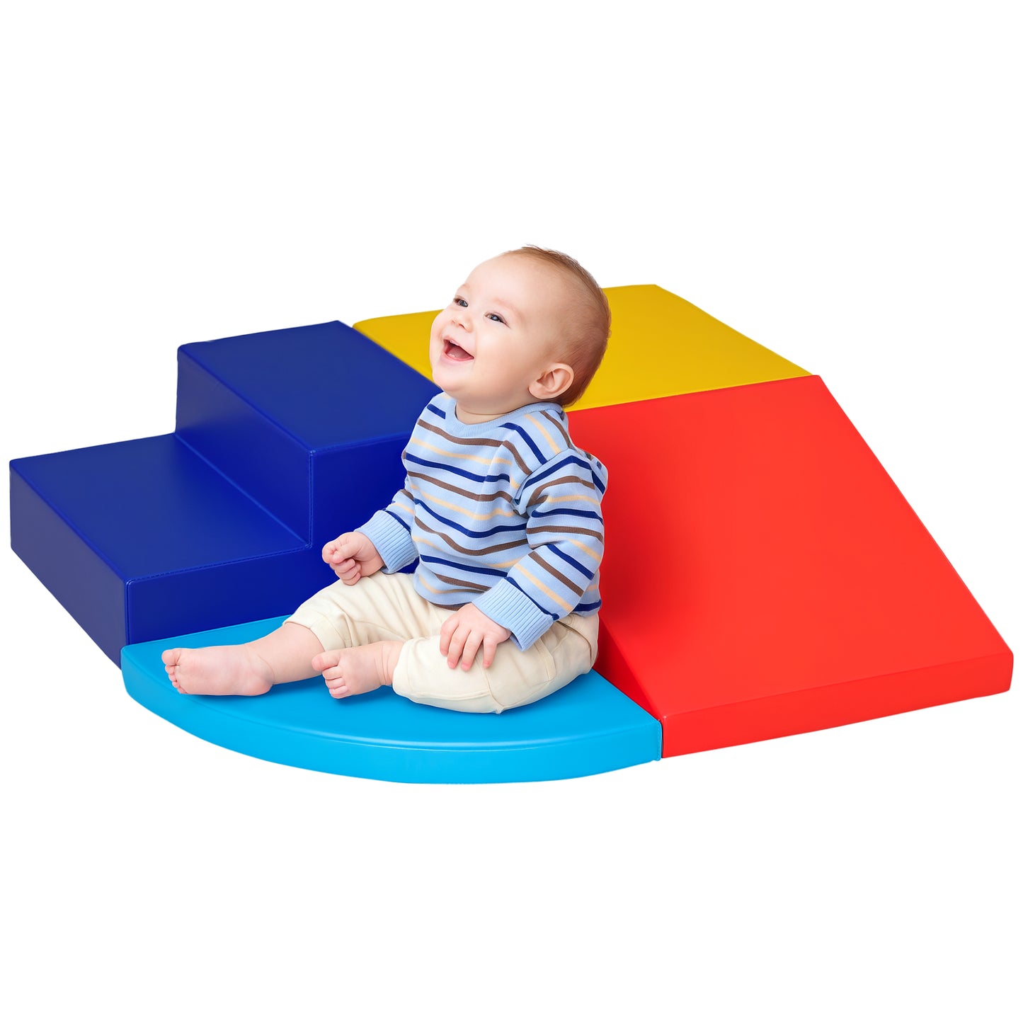Qaba Crawl and Climb Foam Play Set Toddler Nugget 4 Pieces Lightweight Interactive Set for Climbing, Crawling, Sliding P