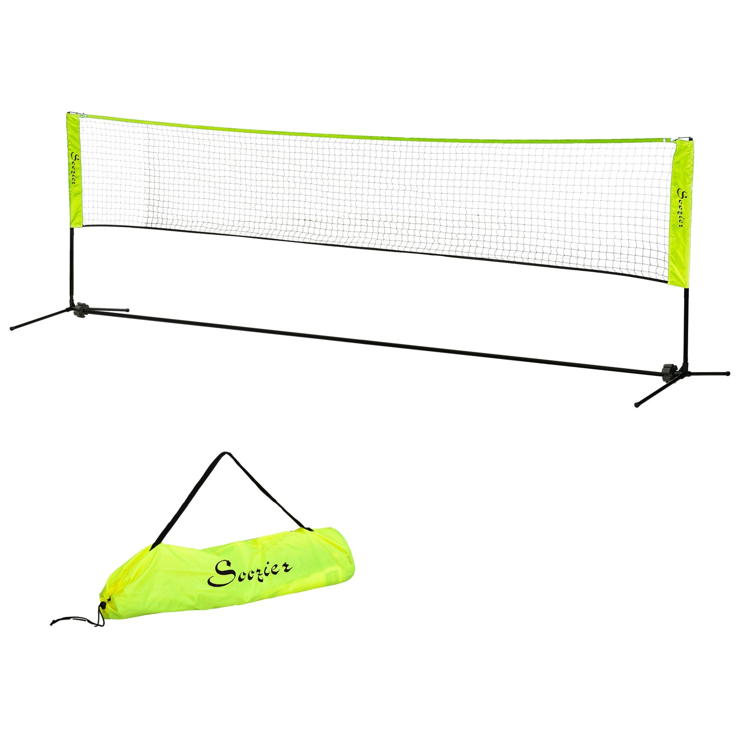 Soozier 14ft Badminton Net, Height Adjustable Outdoor Sports Net with Carry Bag, for Tennis, Pickleball and Volleyball, 
