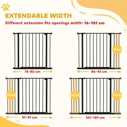 Pressure Fit Dog Gate Pet Barrier for stairs doorway, 29.9''- 42.1'' Width Black