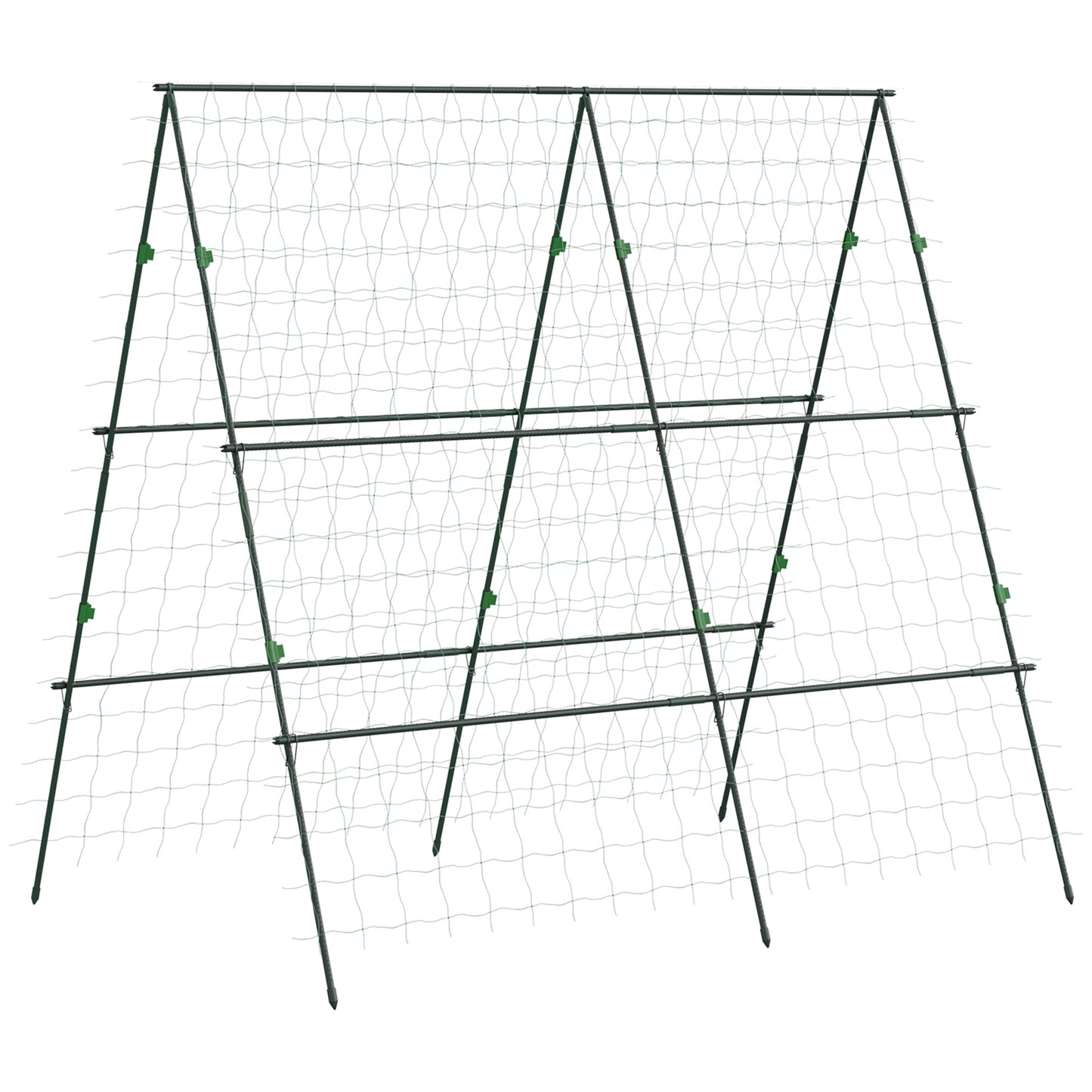 71" x 71" Metal Cucumber Trellis with Netting for Climbing Plants Vegetables, A Frame Tomato Plant Support Tomato Trelli