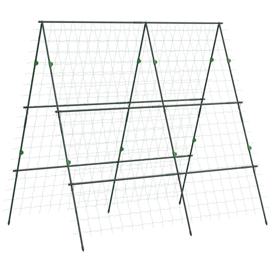 71" x 71" Metal Cucumber Trellis with Netting for Climbing Plants Vegetables, A Frame Tomato Plant Support Tomato Trelli