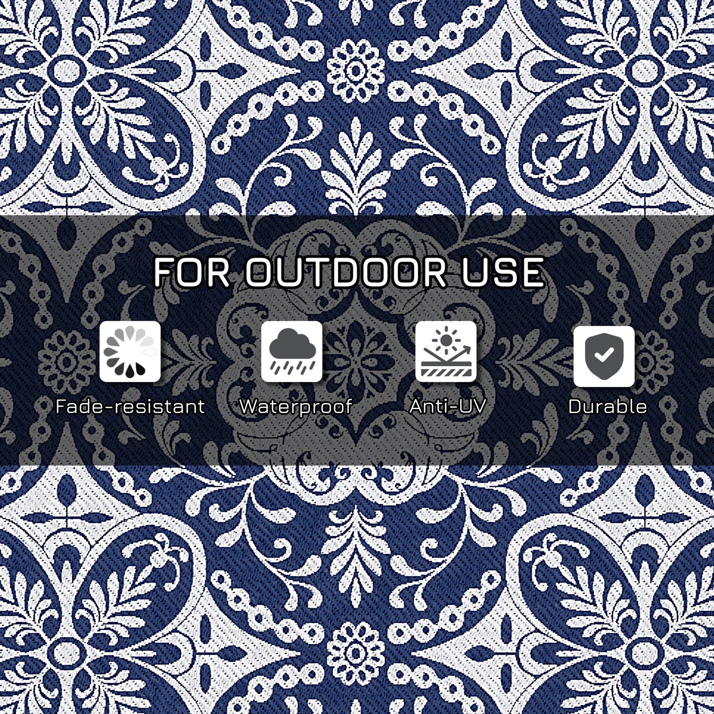 Portable Outdoor Rug with Carry Bag, 9' x 18' Reversible Mat, Waterproof Plastic Straw RV Rug for Backyard, Deck, Picnic