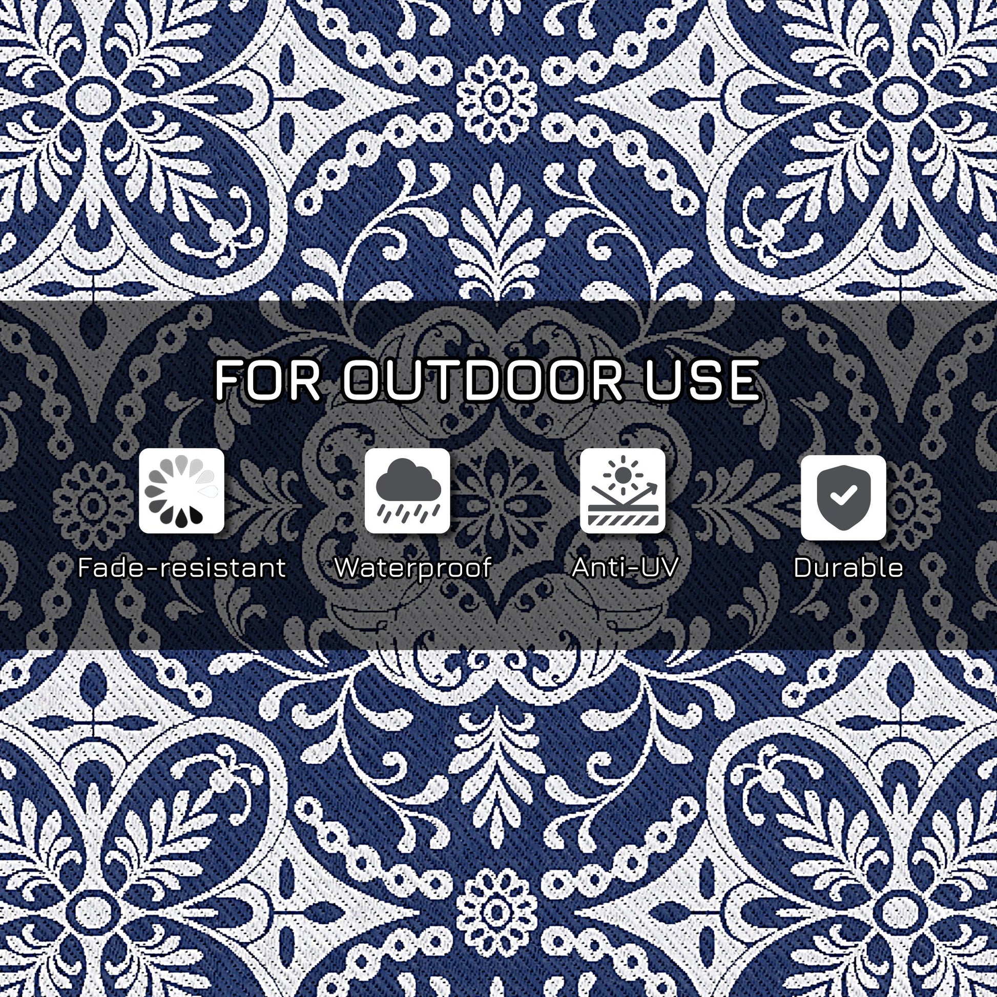 Portable Outdoor Rug with Carry Bag, 9' x 18' Reversible Mat, Waterproof Plastic Straw RV Rug for Backyard, Deck, Picnic
