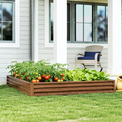 L-Shaped Raised Garden Bed, 82" x 109" x 12" Galvanized Steel Planter Box with Multi-reinforced Rods for Vegetables, Flo