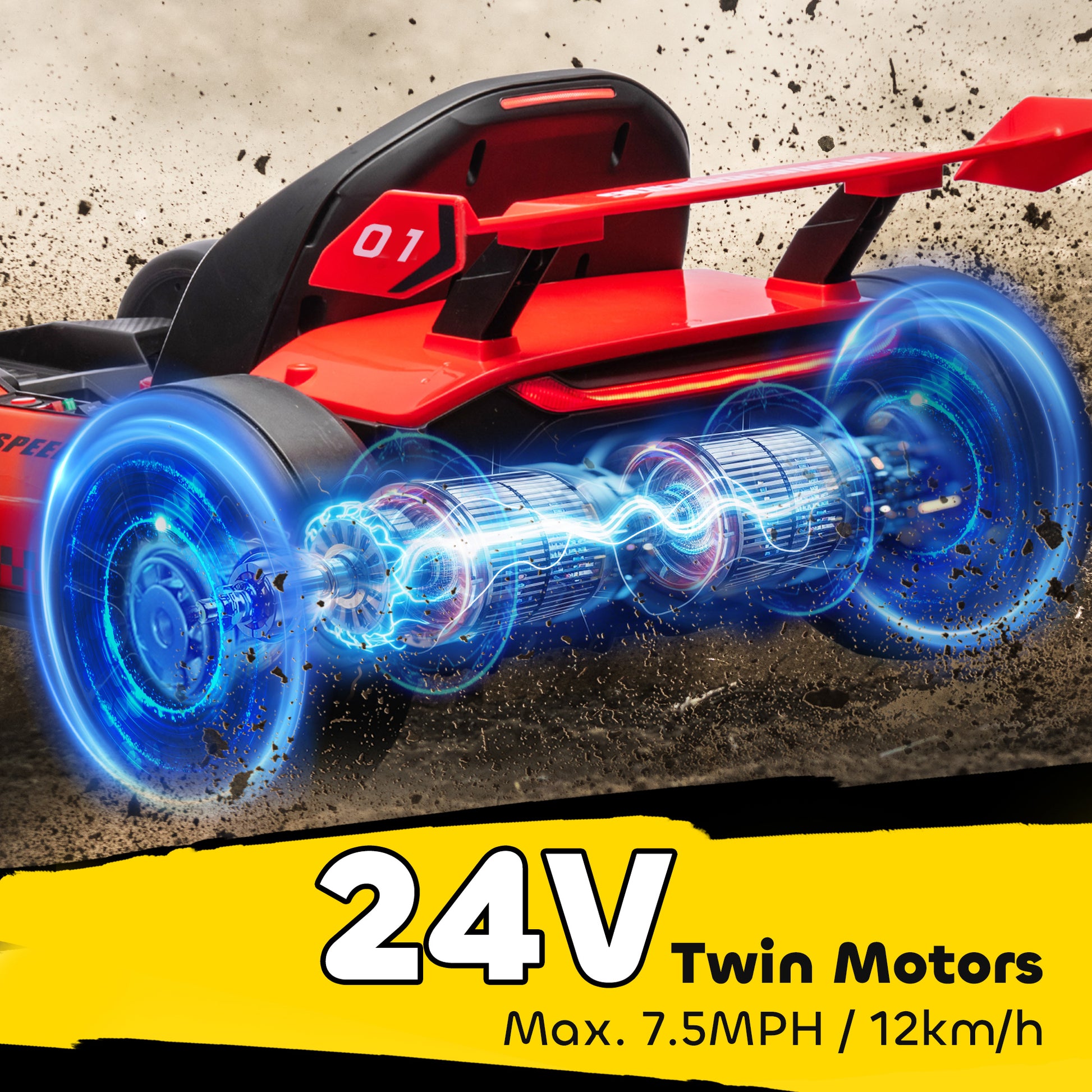 VarietyKart 24V Electric Go Kart, Battery Powered Kids Drift Kart with Adjustable Seat, Seat Belt, Horn, Music, Light, R